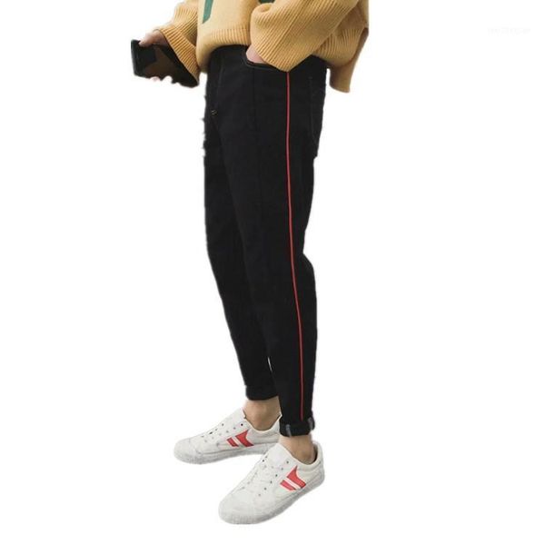 

spring new black jeans men korean trendy feet young casual pants ankle length pants menswear jeans1, Blue