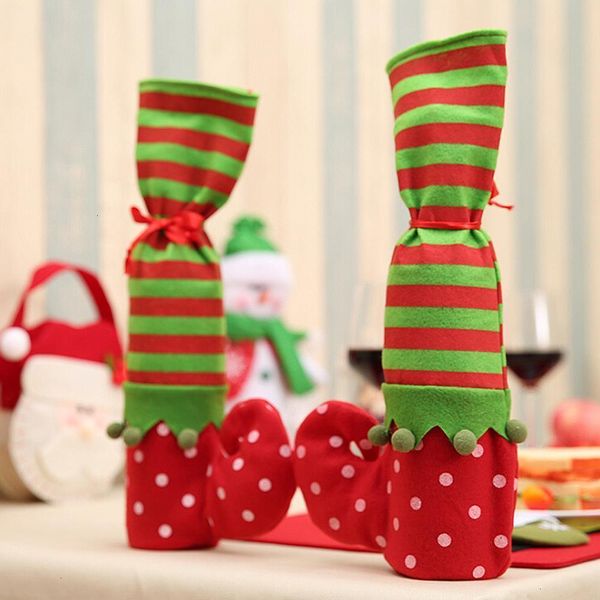 

red wine bottle cover bags for kids christmas new year gift bag party dinner table decoration stockingqiuo