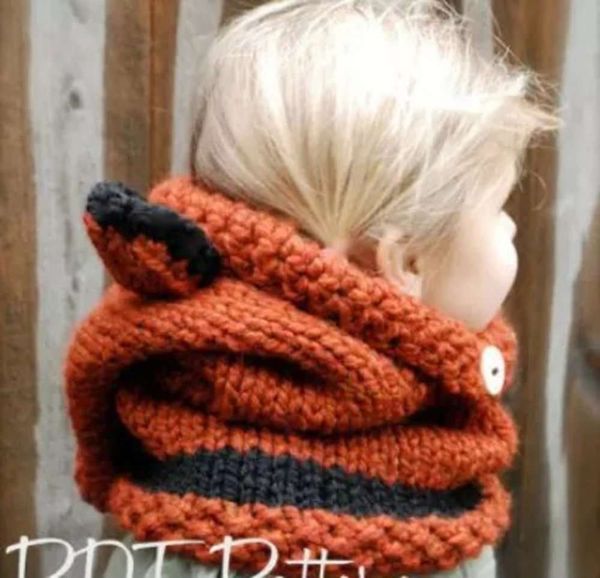 

autumn wool collar and winter fox shawl knitted baby hat gho9, Red;brown