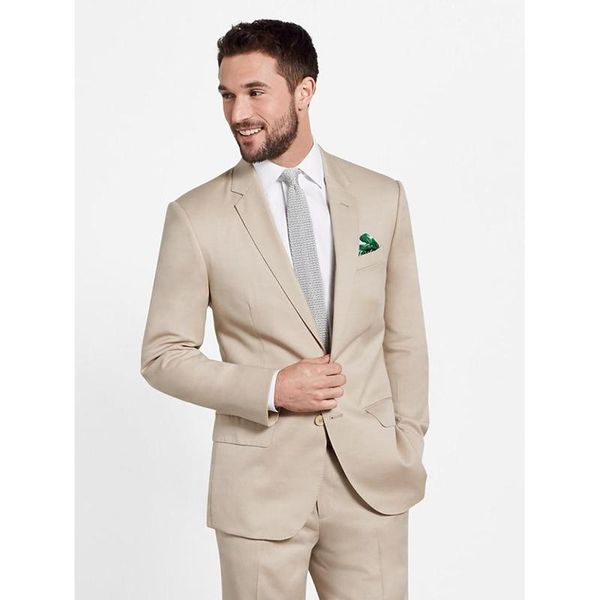 

2020 последний стиль мужская бежевый костюм платье slim fit weddings formate custom made texudo 2 piece set (куртка + брюки, White;black