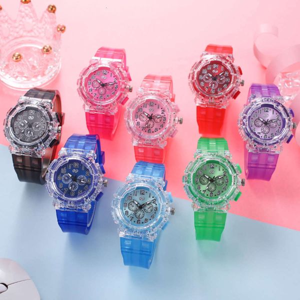 

watch colorful geneva creative light children's flash luminous zw5axq3w, Slivery;brown