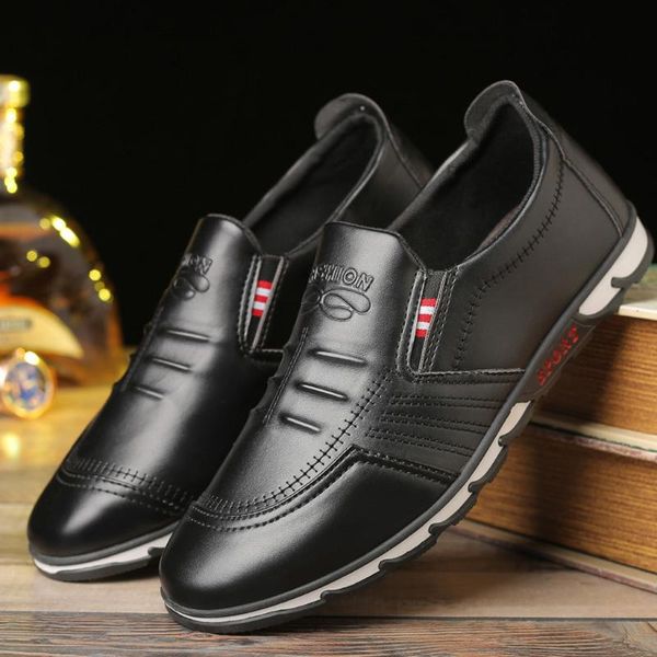 

2020 fashion leather men shoes casual flat men shoes waterproof breathable loafers genuine leather slip moccasins comfortable, Black