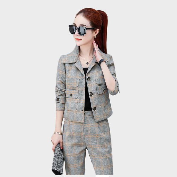 

trending products elegant women blazer stylish clothes lady clothes set women office clothing set +harem pants, White