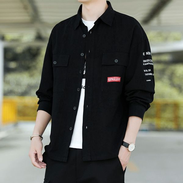 

shirtman 2020 spring and autumn new ins fashion loose versatile printed coat shirt shirtshirt men's handsome coat 9xuat, Blue