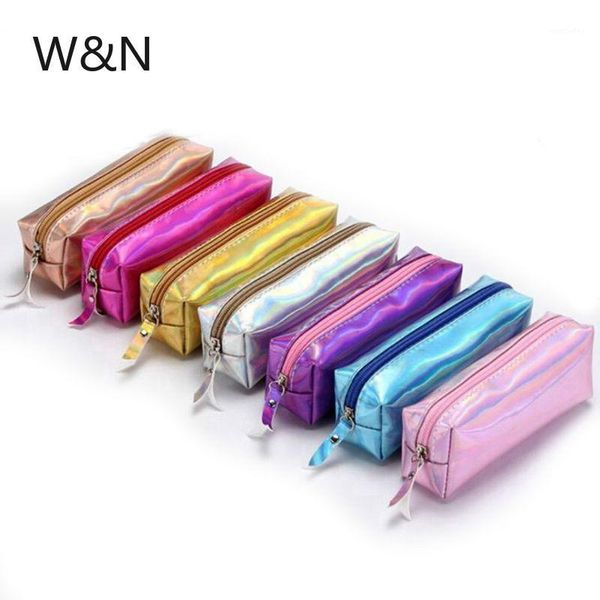 

pencil bags lridescent laser holographic case for girls boys cute box quality pu bag tools school supplies stationery1