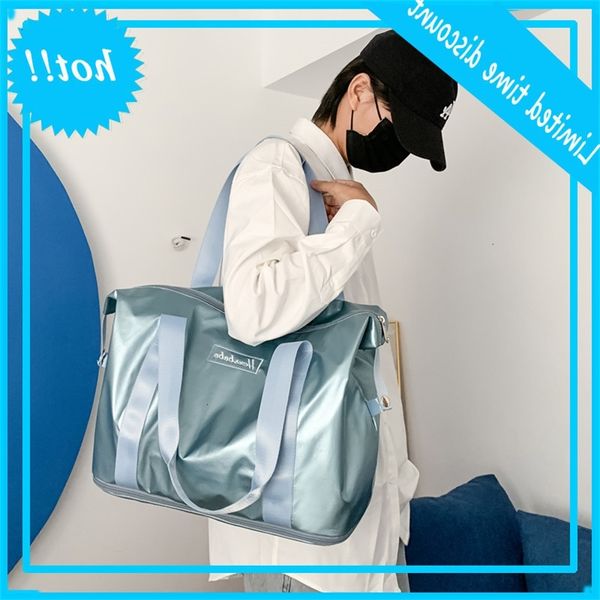 

net red female short distance portable large capacity student travel light solid color storage luggage fitness bag