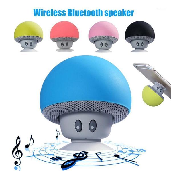 

mini portable mushroom shape wireless stereo bass bluetooth speaker rechargeable hands-call speakers with suction cup1