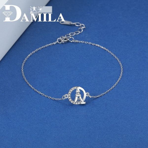 

damela s925 серебро париж башня женский геометрический круг выдолбленных микро инкрустированного браслет braceletbracelet bracelethand орнам, Golden;silver