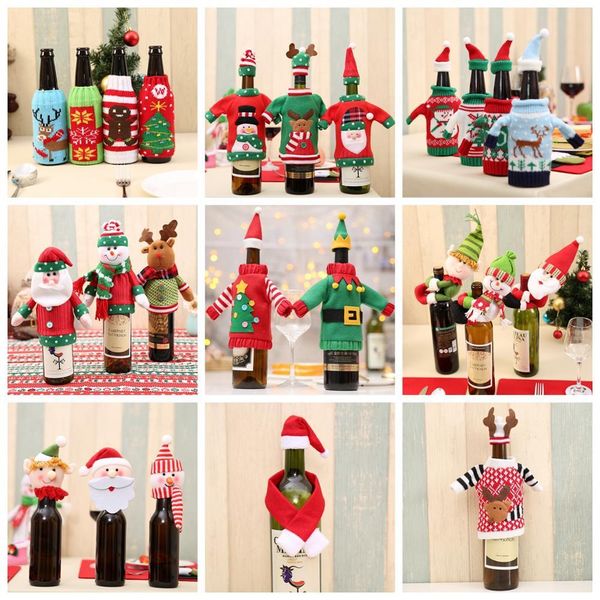 

luanqi 2020 рождество бутылки вина свитер обложка сумка красный бутылки вина набор рождественские украшения для дома столовый xmas dinner pa
