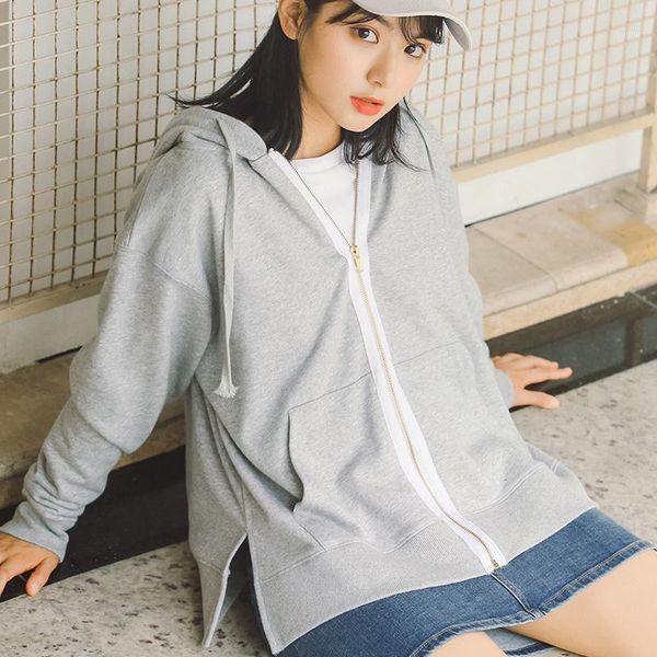 

women hooded jackets 2020 casual loose cotton jacket coat solid basic harajuku jacket zipper hip-hop dance chaqueta mujer1, Black;brown