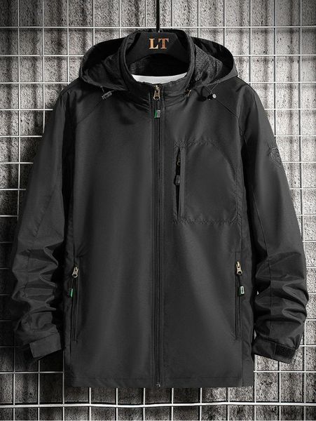 

men zip up hooded trench coat 87bq#, Black;brown
