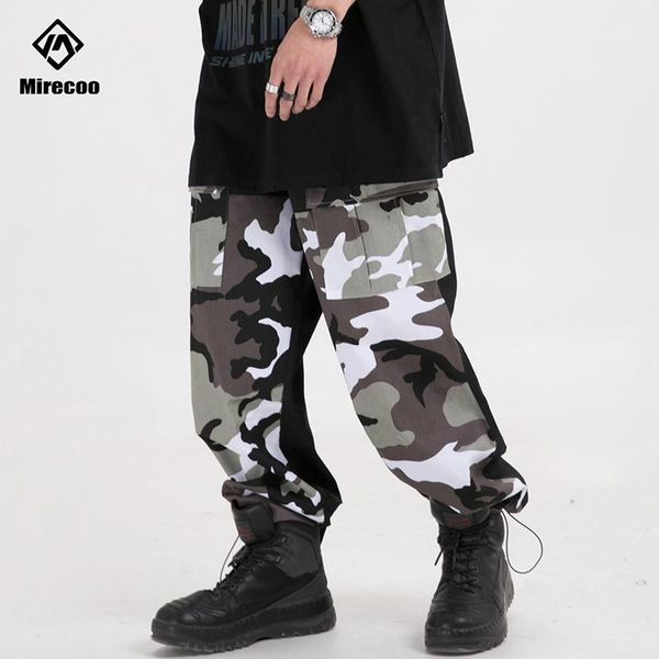 

camouflage cargo pants men patchwork harem joggers fashion sweatpants trousers men pants drawstring harajuku hip hop street wear1, Black