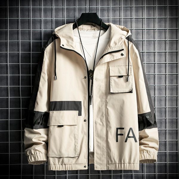 

autumn winter clothes men jacket outwear hooded wadded coat slim parka men's hooded fashion printed pocket jacket 13 colors 201116, Black;brown