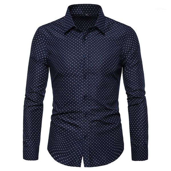 

men shirt long sleeve dot print shirt spring new brand business office formal men dress plus size male chemise1, White;black