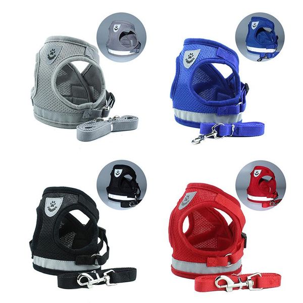 

dog harness for chihuahua pug small medium dogs nylon mesh puppy cat harnesses vest reflective walking lead leash petshop sets wmtoqi