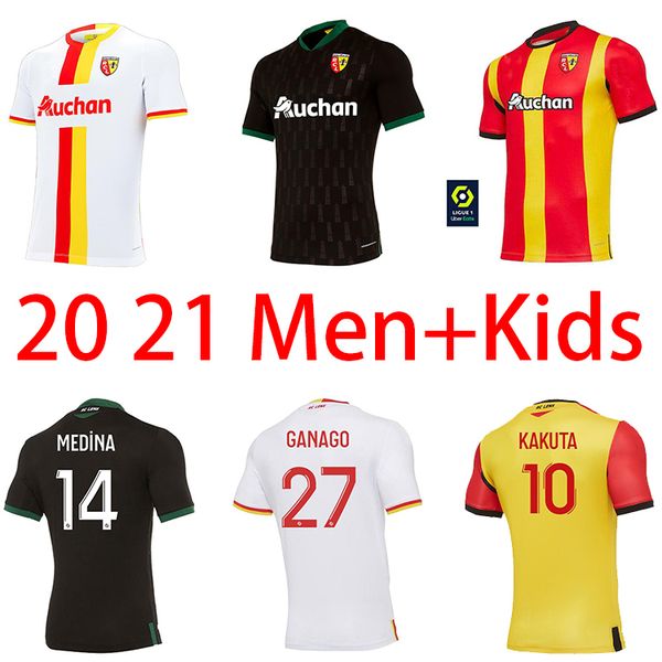 

2021 rc lens home and away men's + children's soccer running shirt grandit fortes cahuzac perezrc lens mailot foot camisa futebol, Black;yellow