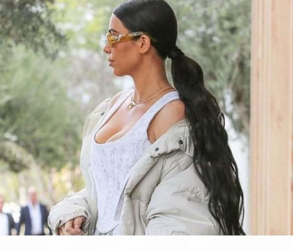 

girl ponytail hairstyle kim kardashian clip in wet wavy wraps long loose deep wave pony tail hairpiece 100g-160g natural 1b, Black