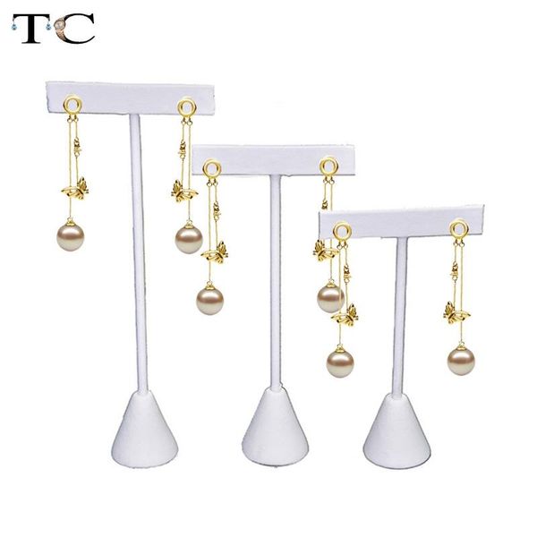 

white leather tree t bar earrings stand holder jewelry rack display organizer storage showcase 3 size, Pink;blue