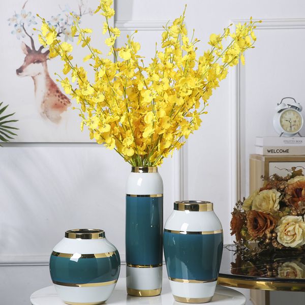 

simple light luxury electroplated jingdezhen ceramic vases three sets of ceramic crafts ornaments tv cabinet flower arrangement porcelain