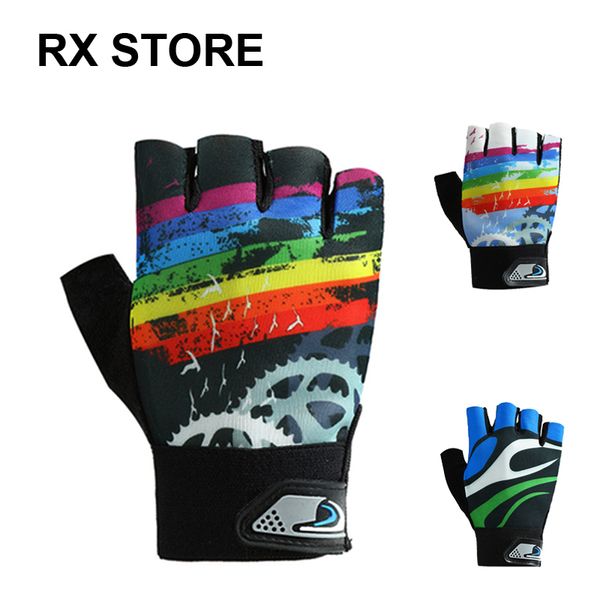 

new cycling 1 pair anti slip half finge breathable mesh fabric motorcycle mtb road bike outdoor sports fishing gloves, Blue;gray