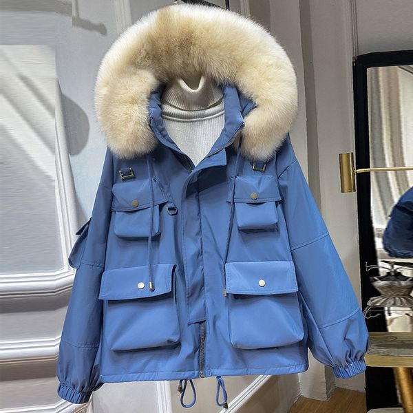 

real fox skin, natural neck feather thick duck