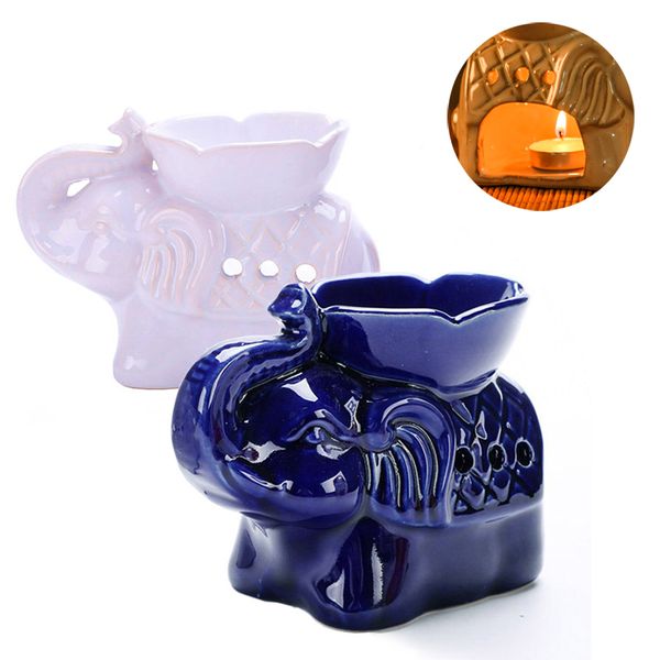 Elefante cerâmico aroma essencial lâmpada de óleo pétala incenso incenso candlestick difusor vela titular decoração de casa ornamentos