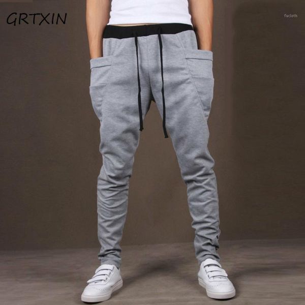 

casual men pants unique big pocket hip hop harem pants quality outwear sweatpants casual mens joggersmen's trousers1, Black