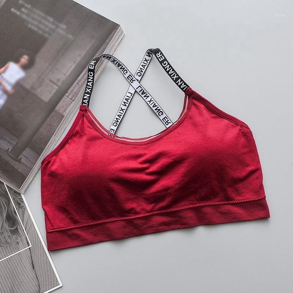 

camisoles & tanks woman seamless letter print bra beauty back female tube underwear1, Black;white