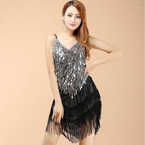 

ballroom dancing tango dresses salsa latin dance dress women black competiticostume fringe red sequin cha cha1, Black;red