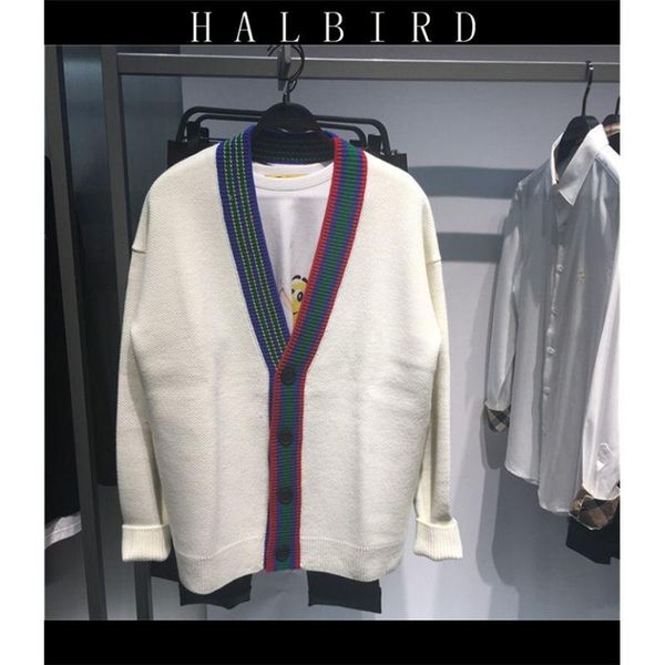 

fall/winter 2020 new loose v-neck cardigan men's long sleeve sweater sweater couple coat men, White;black