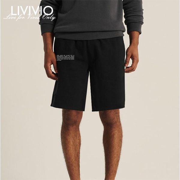 

men's shorts [livivo] 100% cotton letter print casual men solid short summer drawstring comfortable breathable male, White;black