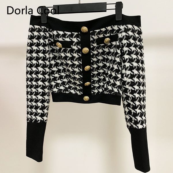 

new england plaid knitted wool suits two pieces clothes for women slash neck short female miniskirt button sets q5yz, Black;gray