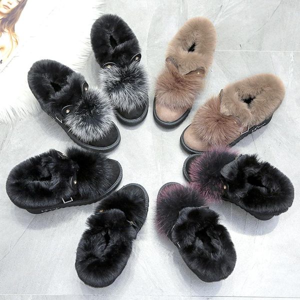 

обувь зимние ботинки с мехом круглые носки сапоги - женщины роскошный дизайнер плоский каблук австралия плюшевая резина 2021 низкая мода, Black