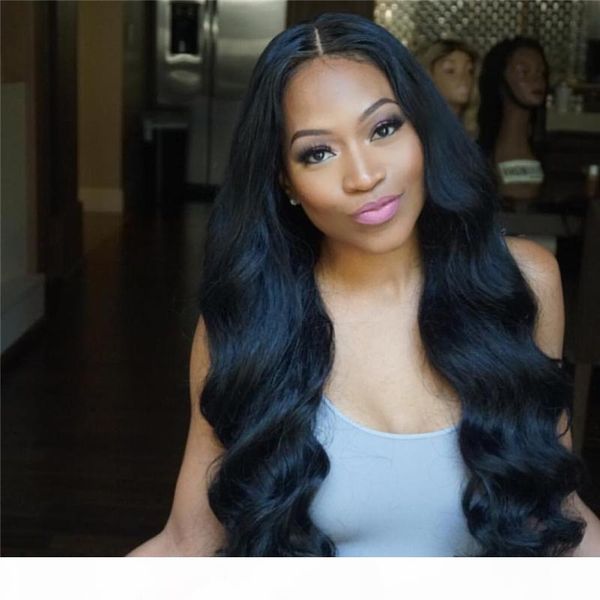 

glueless full lace wigs for black women virgin brazilian wavy lace front wigs long human hair wigs natural hairline, Black;brown