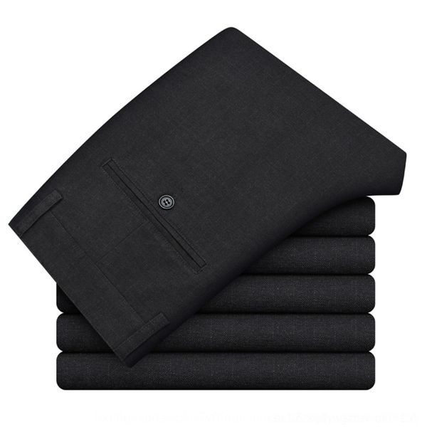 

6e3p7 middle aged striped ironless men's loose waist and deep profile high fat casual casual pants legs elastic pants washed and busine, Blue