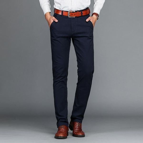 

men's pants 2021 casual trousers in the high waist elastic middle-aged cotton comfortable straight tube business, Black