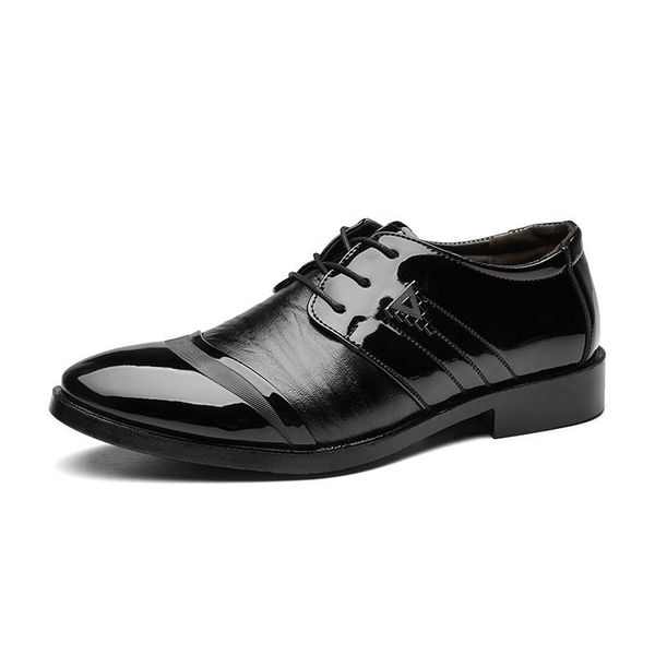 

fashion men casual leather shoes men business wedding dress shoes formal pointed toe male oxfords zapatos de hombre, Black