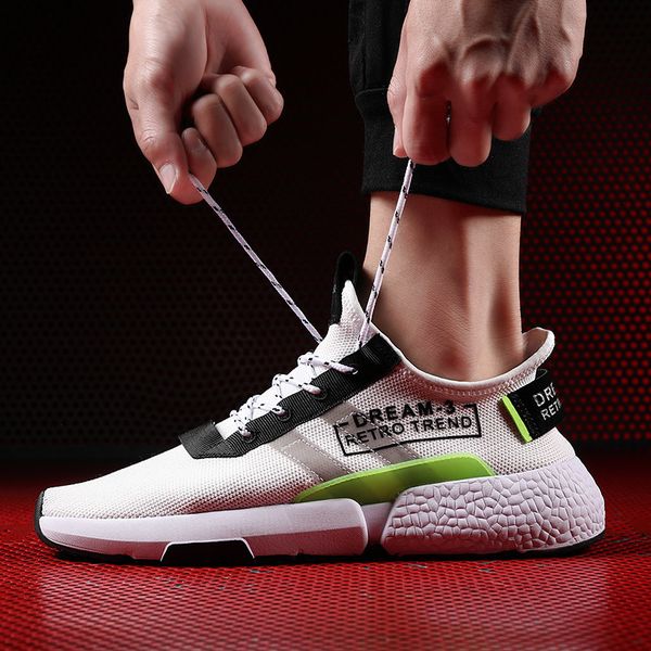 

hemmyi mens shoes casual summer mesh breathable sneakers shoes white comfortable lace-up trainers zapatillas hombre deportiva 201019, Black