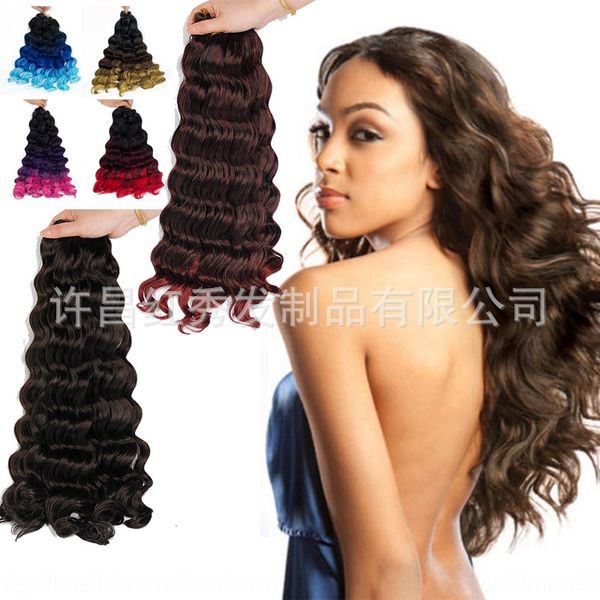 

hw05h xuchang big pattern deep wave long curly hair wigchemical fiber cocoa xuchang wig big pattern deep wave long curly hair wig wigchemica, Black
