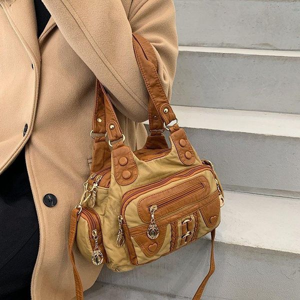

retro old style woman tote bag pu leather hand bags portable woman shoulder bag sac a main luxury handbags women bags designer