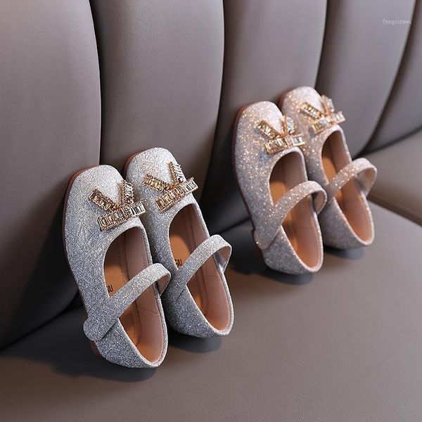 

athletic & outdoor autumn girls casual leather shoes rhinestone princess student children1, Black