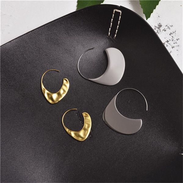 

hoop & huggie french autumn and winter geometric metal earrings female cool, Golden;silver