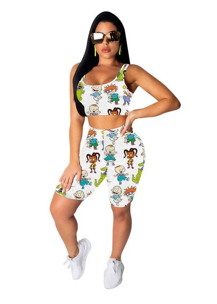 

snake and leopard print two piece set fashion sleeveless tank crop with shorts women outfits bodycon sport sets, Gray