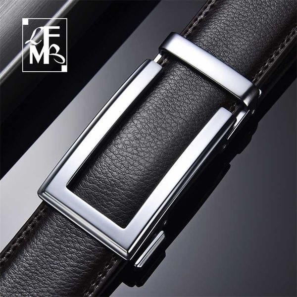

[lfmb]cow genuine leather mens belt cowhide strap for male ratchet automatic buckle belts for men brand brown body belt 220125, Black;brown