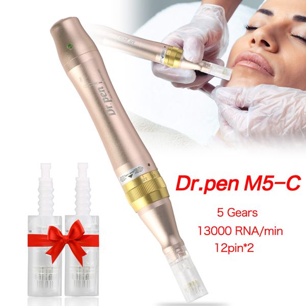 

2020 new design korea permament m5 derma pen electric dr.pen ultima dermapen with 2pcs needle microneedle roller anti wrinkle scare marks