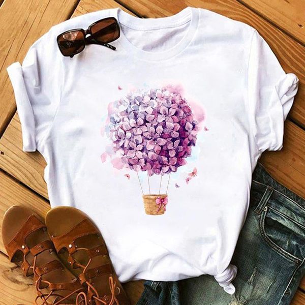 

women t shirt summer short sleeve floral flower fashion lady t-shirts female t shirt womens graphic tee t-shirts, White