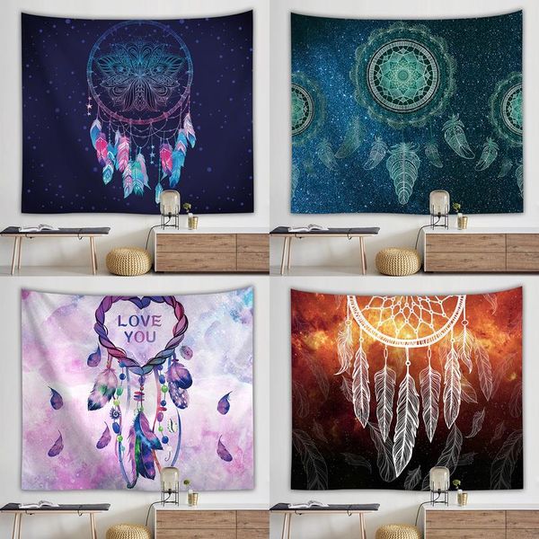 

dreamcatcher print гобелен индийский стиль pumo перья полиэстер мандала гобелен стена висит богемный декор загадка wi wmtgmi