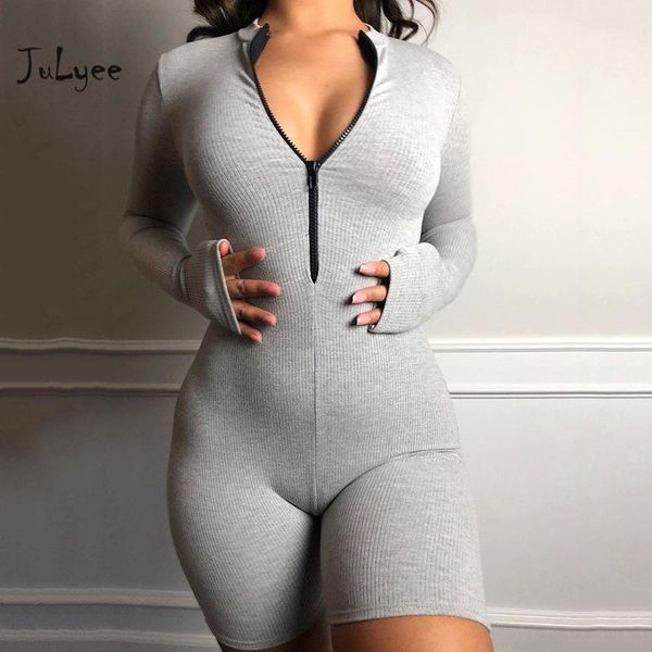 

julyee women's bodysuits pure cotton solid strip long sleeve zipper casual sport wear bodysuit bodycon playsuits1, Black;white