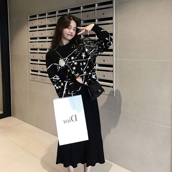 

g1usd french knee style yamamoto short high super fairy sweater skirt fabulous french knitted half skirt two piece set lpsuk, Gray