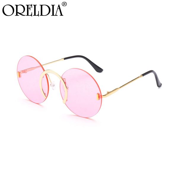 

women's red fashion metal round interlocking oversized rimless men's sunglasses retro glasses uv400